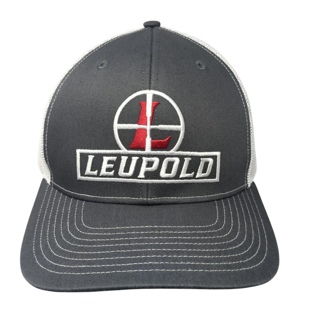Leupold Snapback Trucker Hat Gray One Size Adjustable Embroidered Mesh Back